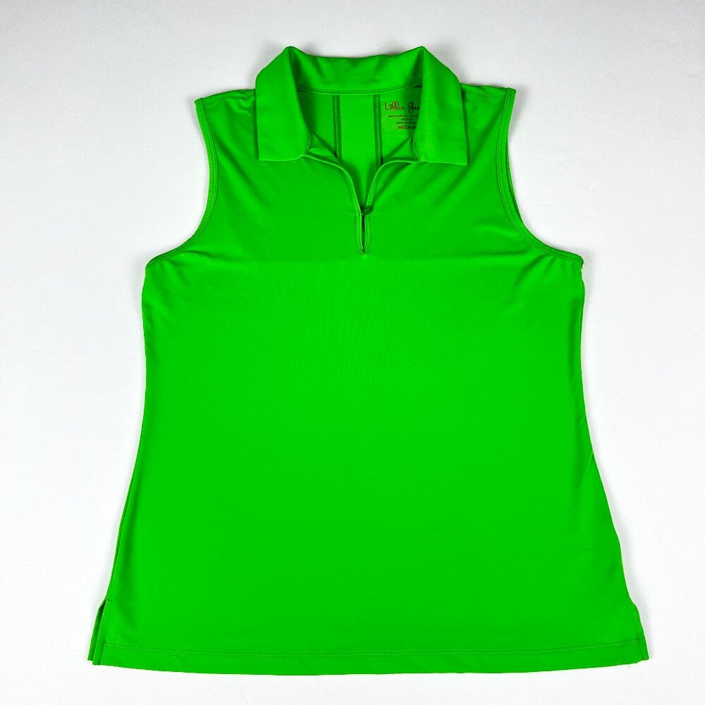 Lillie Green by Lilly Pulitzer Green Sleeveless Half Zip Polo Golf Top Size M - Picture 2 of 9